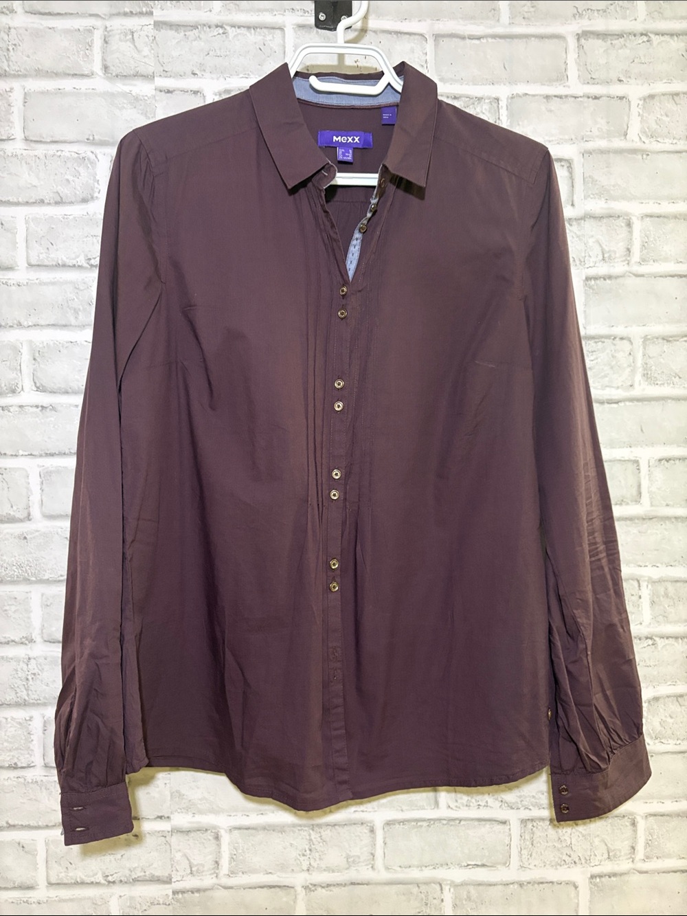 Mexx Plum Long-Sleeve Button Shirt, size 36